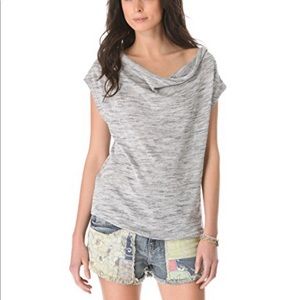 Joie Soft XS Cowl Neck Blouse Gray Tee Top